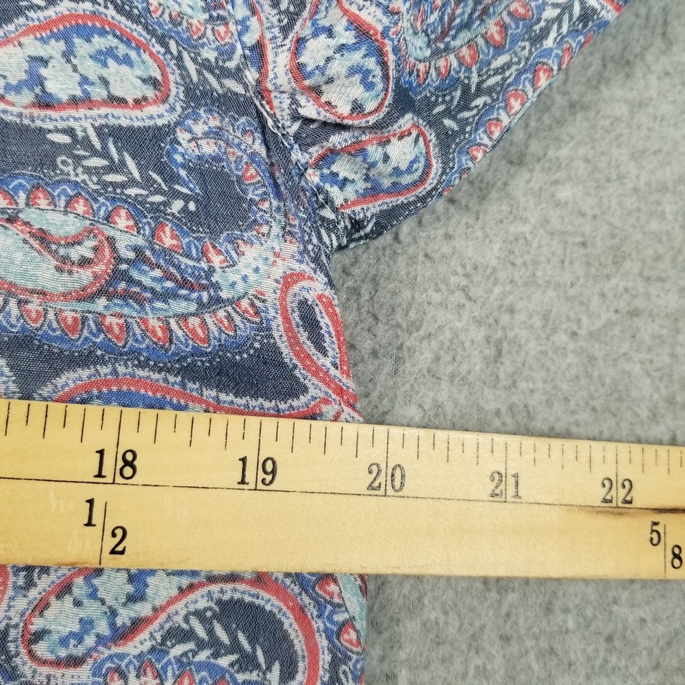 Ruby Rd Button Up Shirt Women's Small S Blue Red Paisley See Through 3/4 Sleeve - Picture 9 of 9